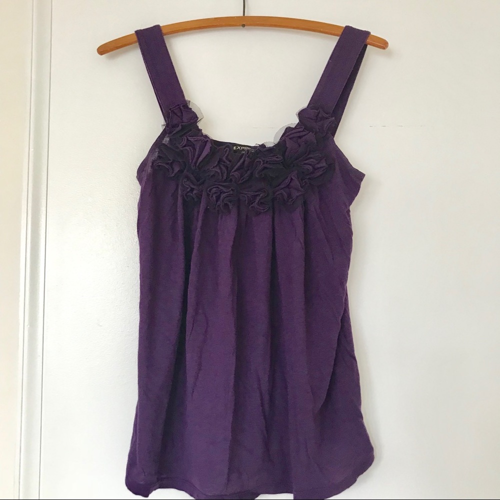Purple tank with flower neckline
